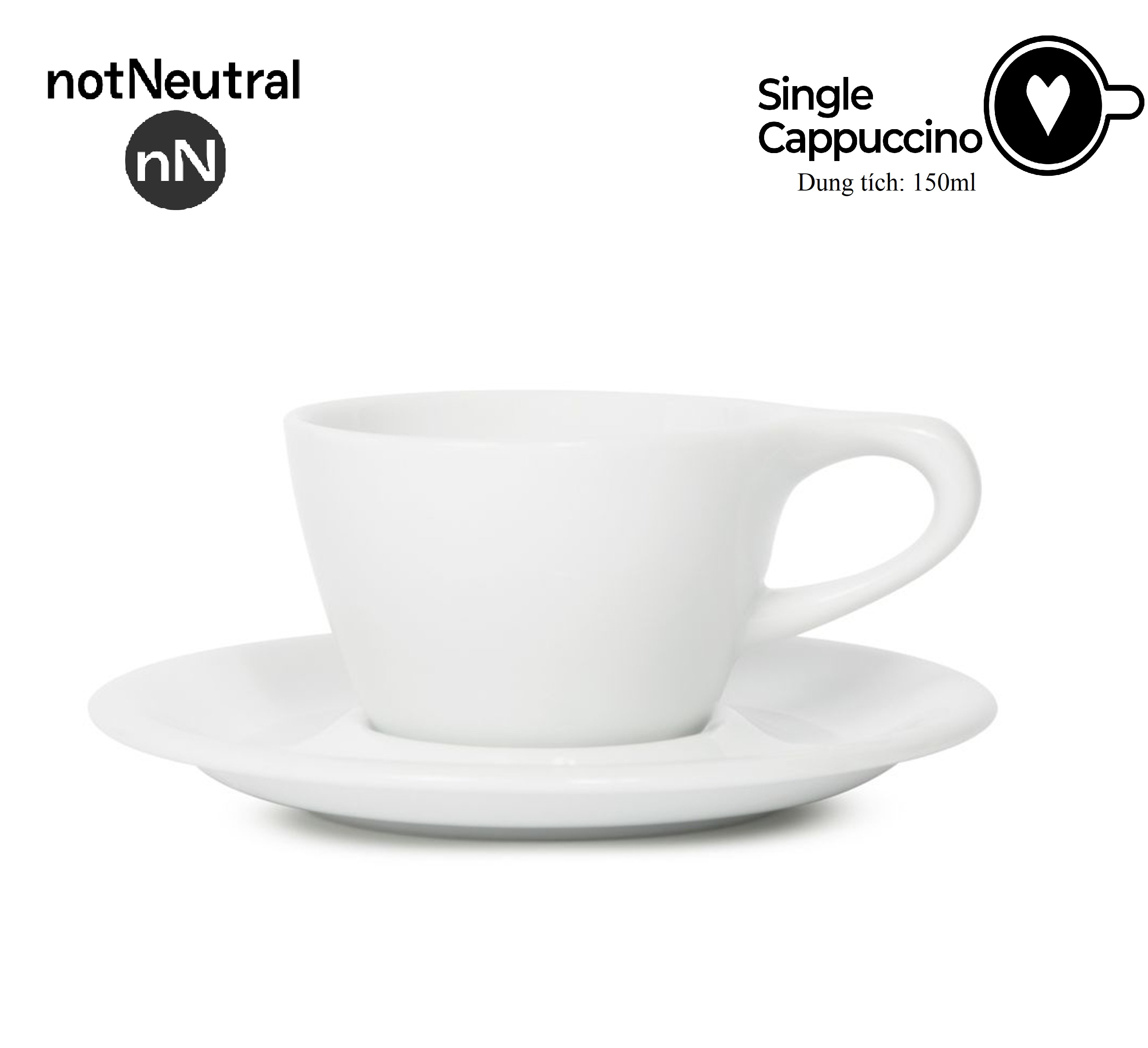 Bộ đĩa và ly sứ NotNeutral LINO Single Cappuccino 150ml