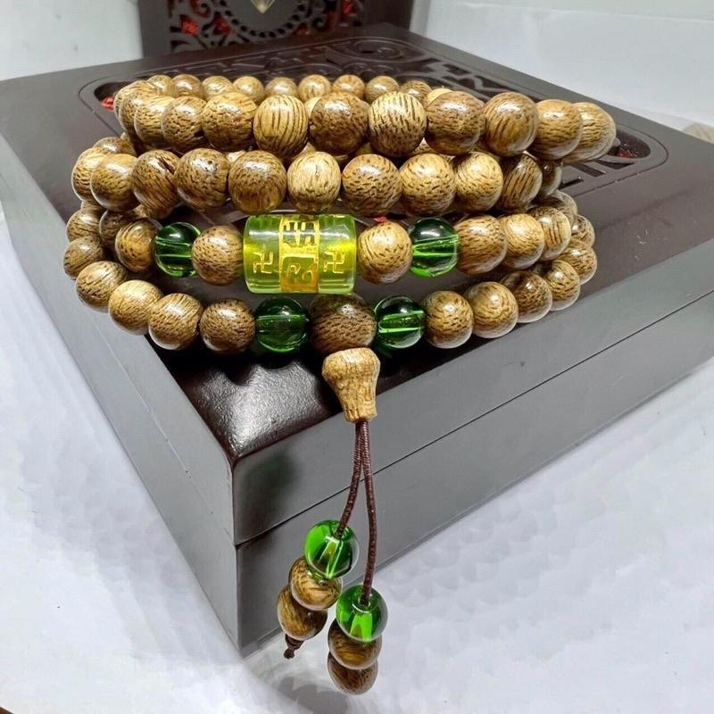 Vòng tay 108 hạt mix charm đá màu