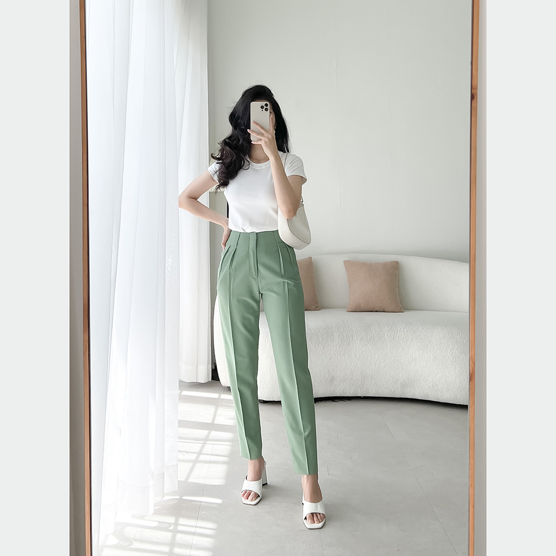 Quần baggy nữ lưng cao thời trang Eden - Q019