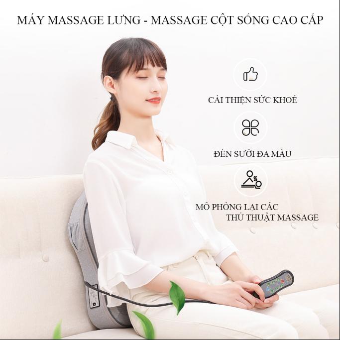 Gối Massage Toàn Thân Cao Cấp, Máy Massage Lưng Cột Sống 16 Bi Hồng Ngoạị Giúp Giải Tỏa Mệt Mỏi Và Căng Thẳng ( Sạc Điện)