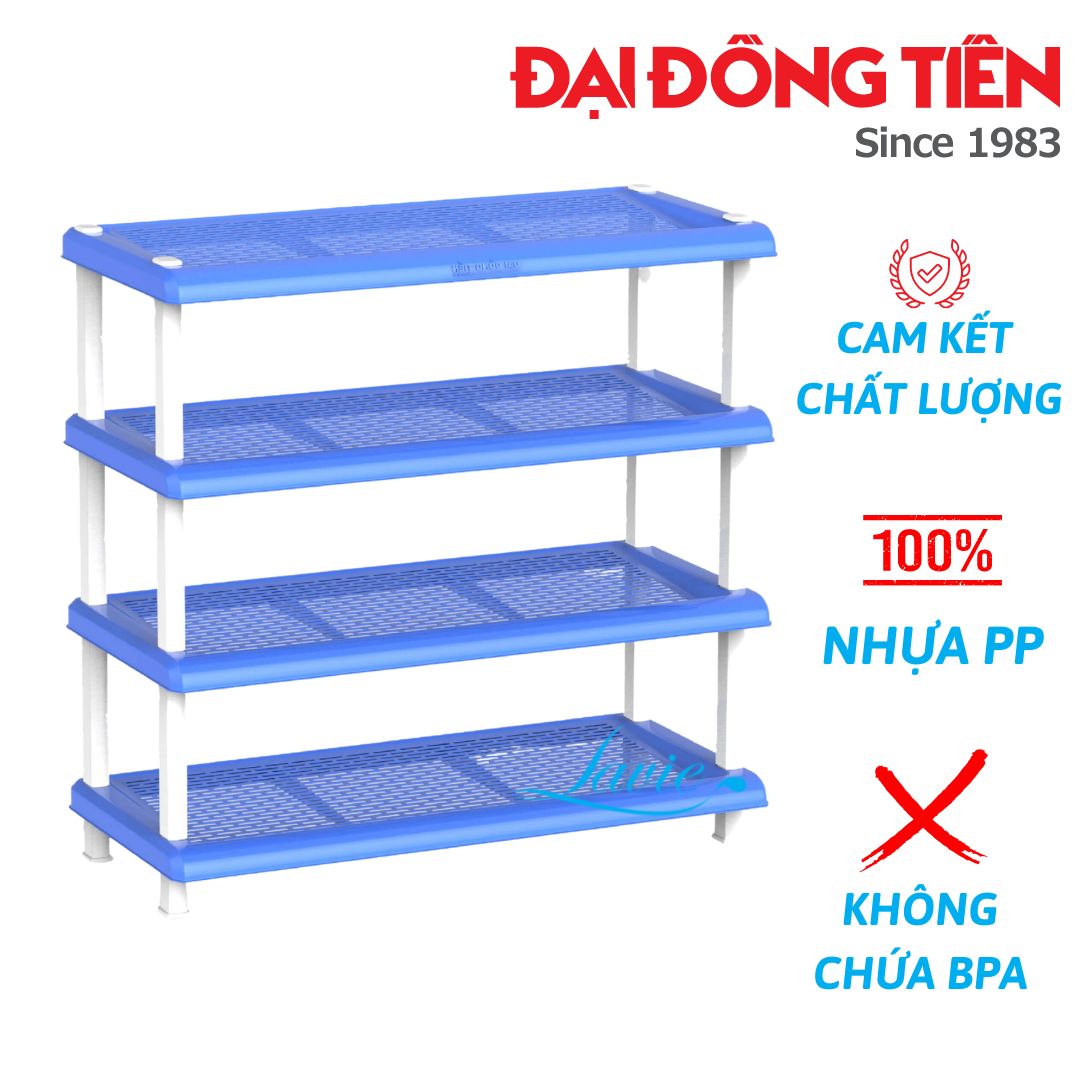 Kệ giày dép nhựa 4 tầng đa năng tiện dụng Đại Đồng Tiến 100% nhựa PP an toàn sức khỏe