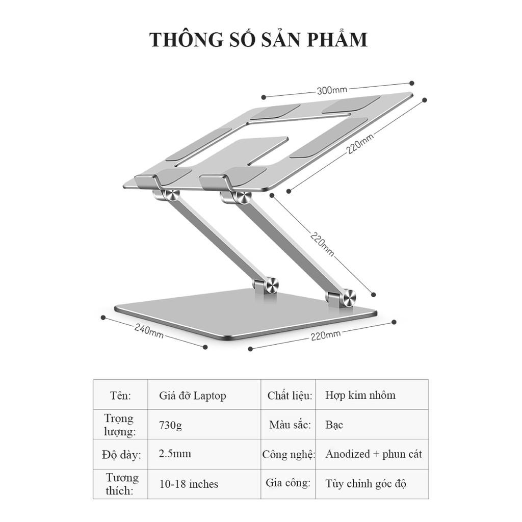 Giá Đỡ Laptop Macbook Để Bàn Chất Liệu Hợp Kim Nhôm Cao Cấp Tản Nhiệt – Nâng Hạ Điều Chỉnh Độ Cao