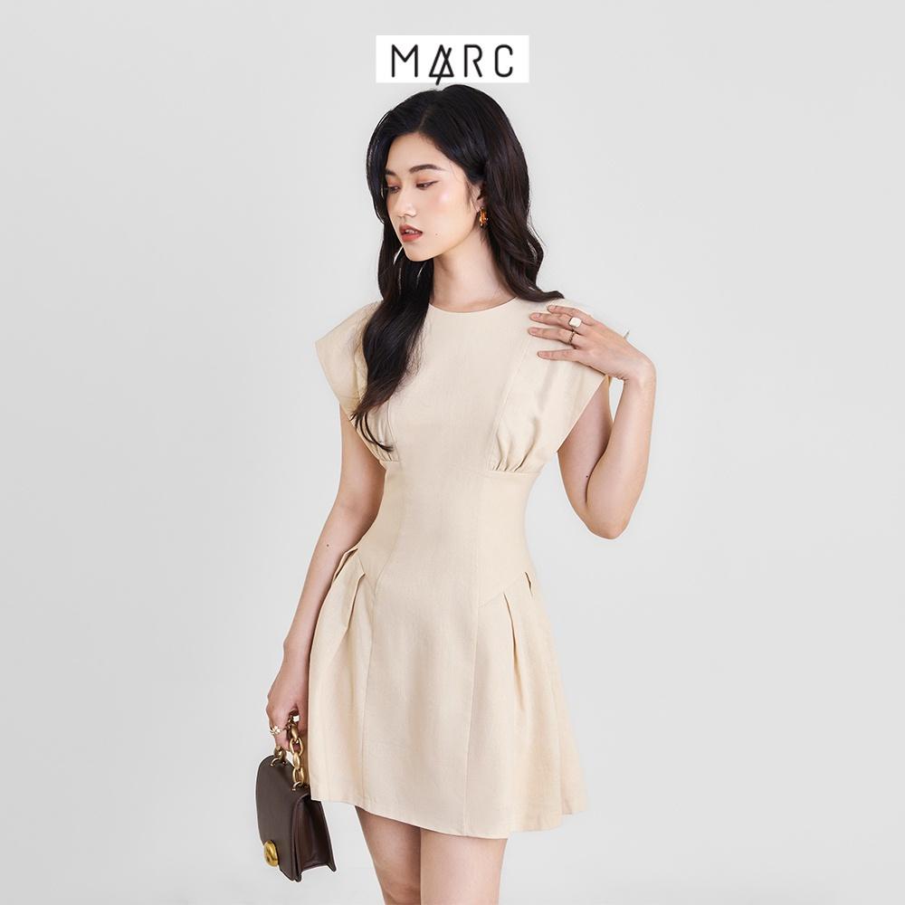 Đầm nữ MARC FASHION mini linen ôm eo nhún ngực tùng xếp ly FAVH033722