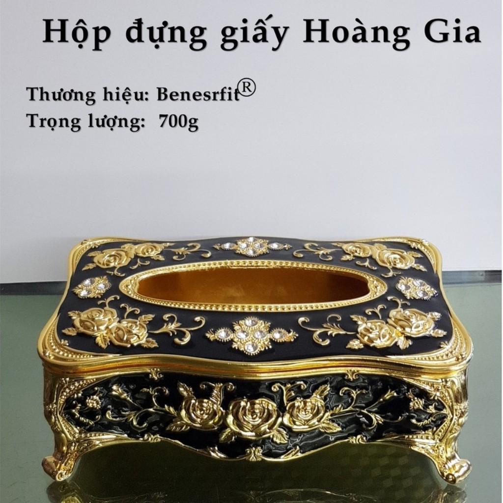 Hộp Đựng Giấy Ăn Mạ Vàng Hoàng Gia Có Nắp Để Đồ Đặt Bàn Phòng Khách, Phòng Ngủ, Bàn Làm Việc