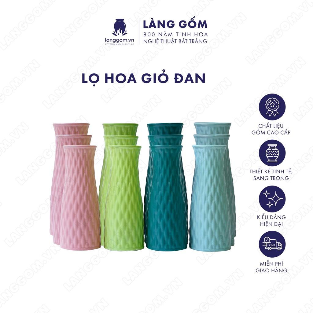 Bình hoa, lọ hoa Gốm sứ Bát Tràng cao cấp Men mát giỏ đan dùng làm quà tặng, trang trí - Làng Gốm Bát Tràng