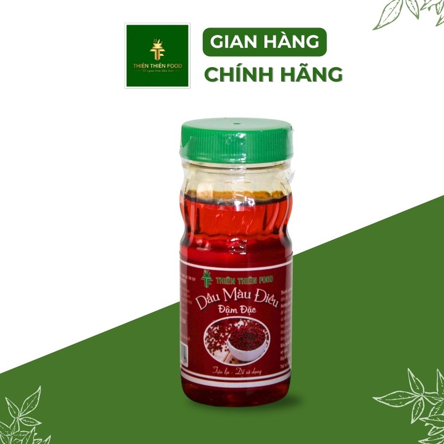 Combo 6 Hủ Màu Dầu Điều 100ml Thương Hiệu Thiên Thiên Food dùng để tạo màu sản phẩm ( Bún bò, bún riêu, thit nướng...) giúp sản phẩm có màu sắc đẹp hơn, hấp dẫn hơn