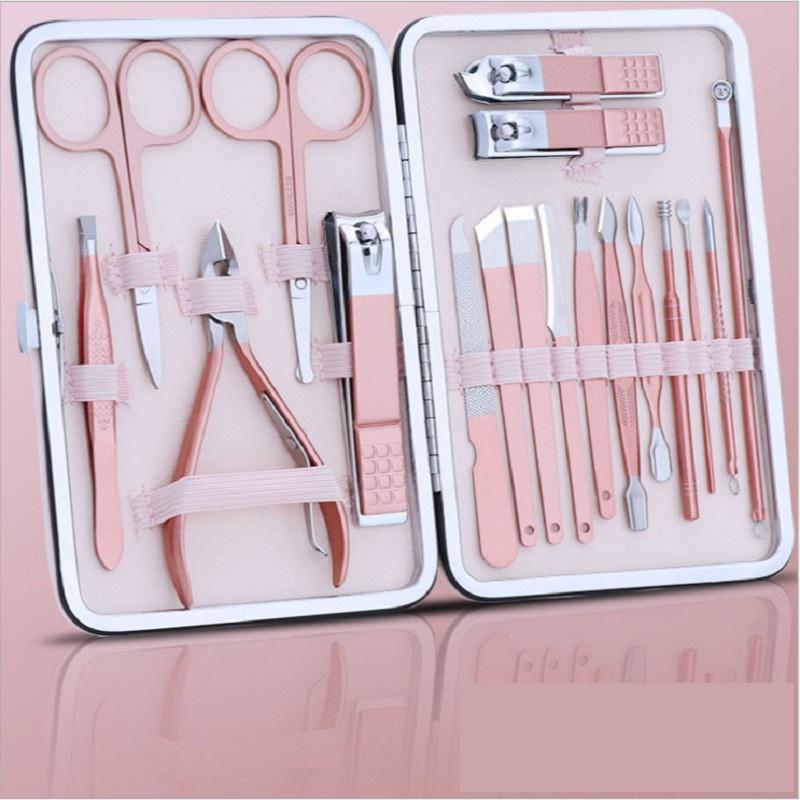 Bộ Bấm Móng Tay 18 Món Dụng Cụ Làm Nail Cây Nặn Mụn Lấy Khóe Kìm Dũa Nhíp