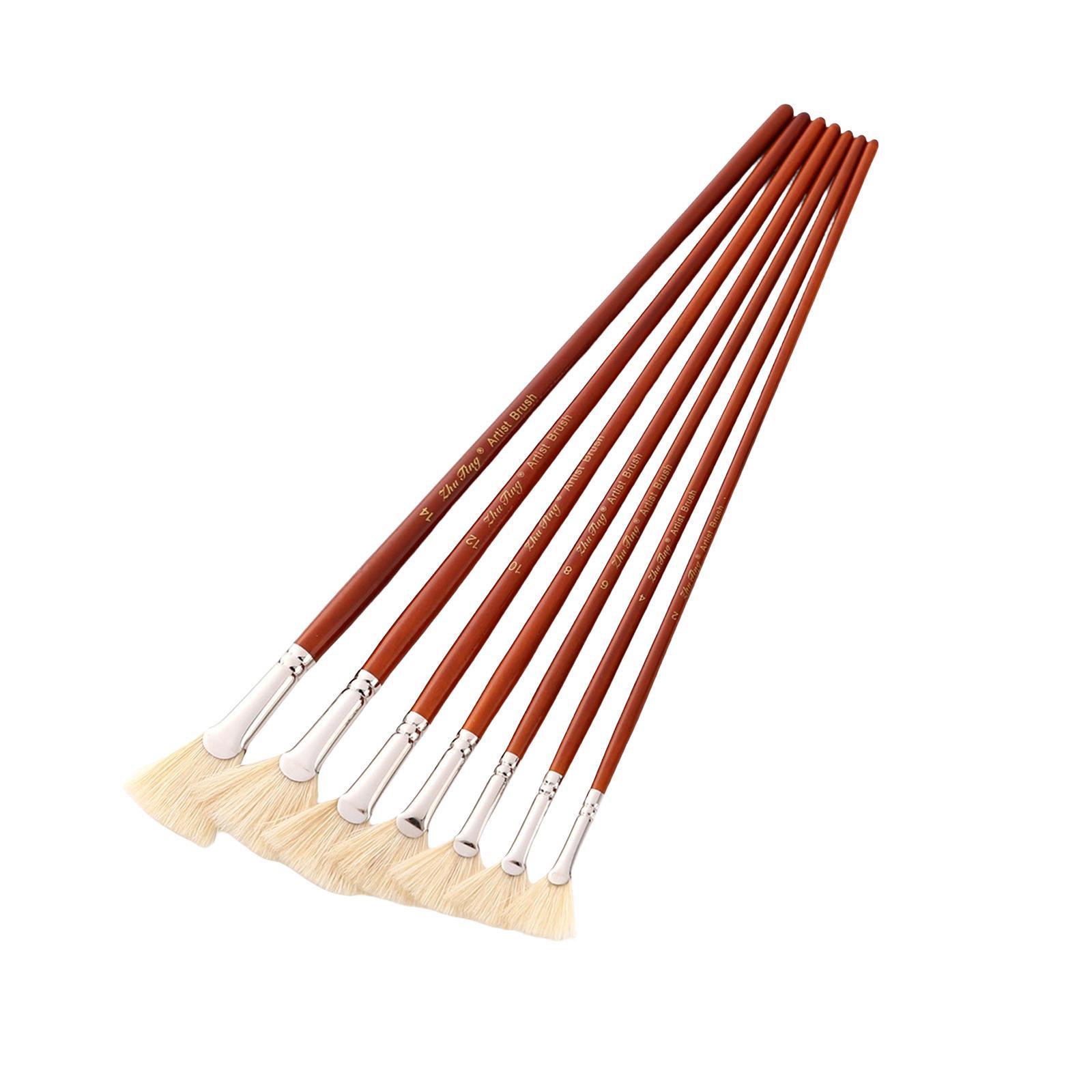 7x Professional Watercolor Paint Brush Pen Set Portable Wooden Handle Body Paint Tools Acrylic Painting Brushes for Kids Adults Supplies