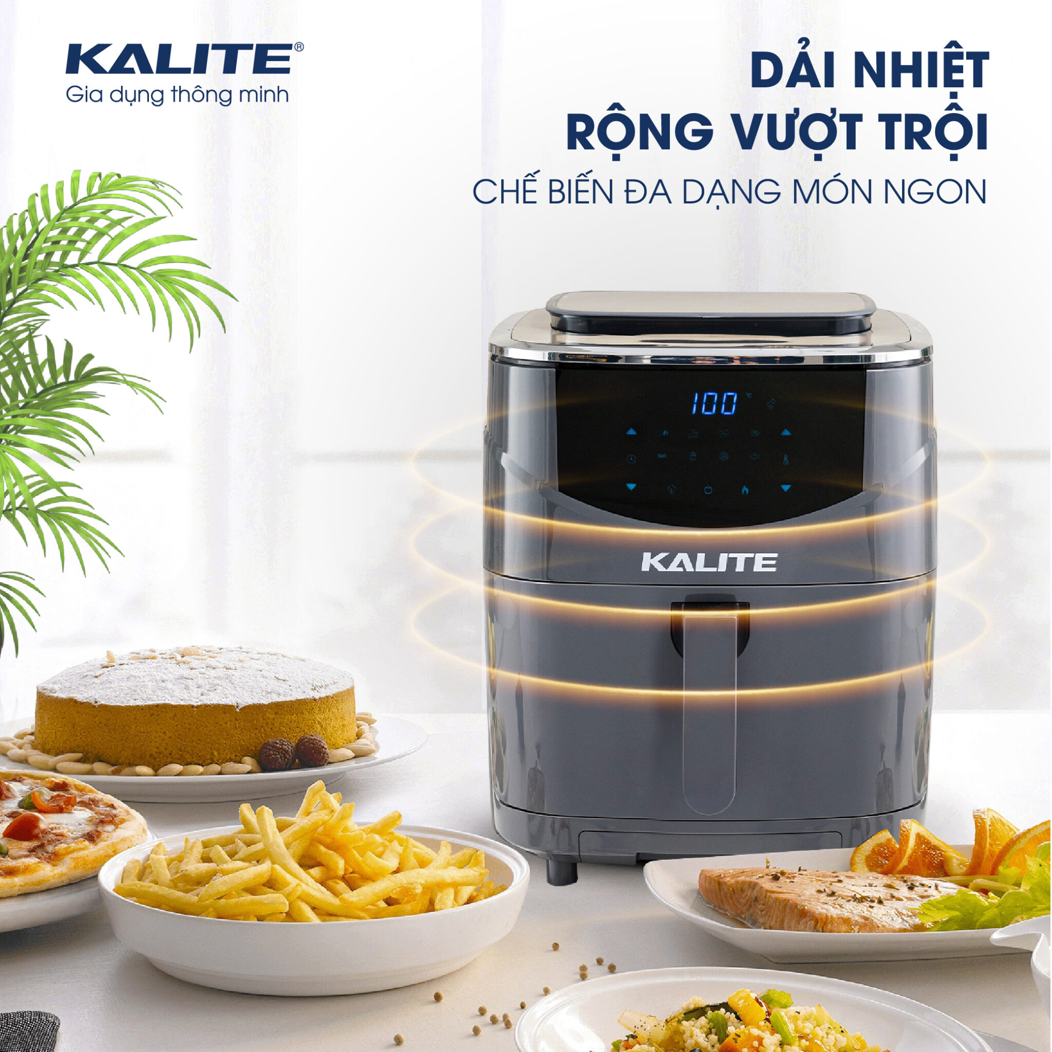 Nồi Chiên Hơi Nước Kalite Steam 7 (Chức Năng Chiên, Hấp, Nướng 3 in 1 - Công Suất 1700W, Dung Tích 7L) - Hàng Chính Hãng