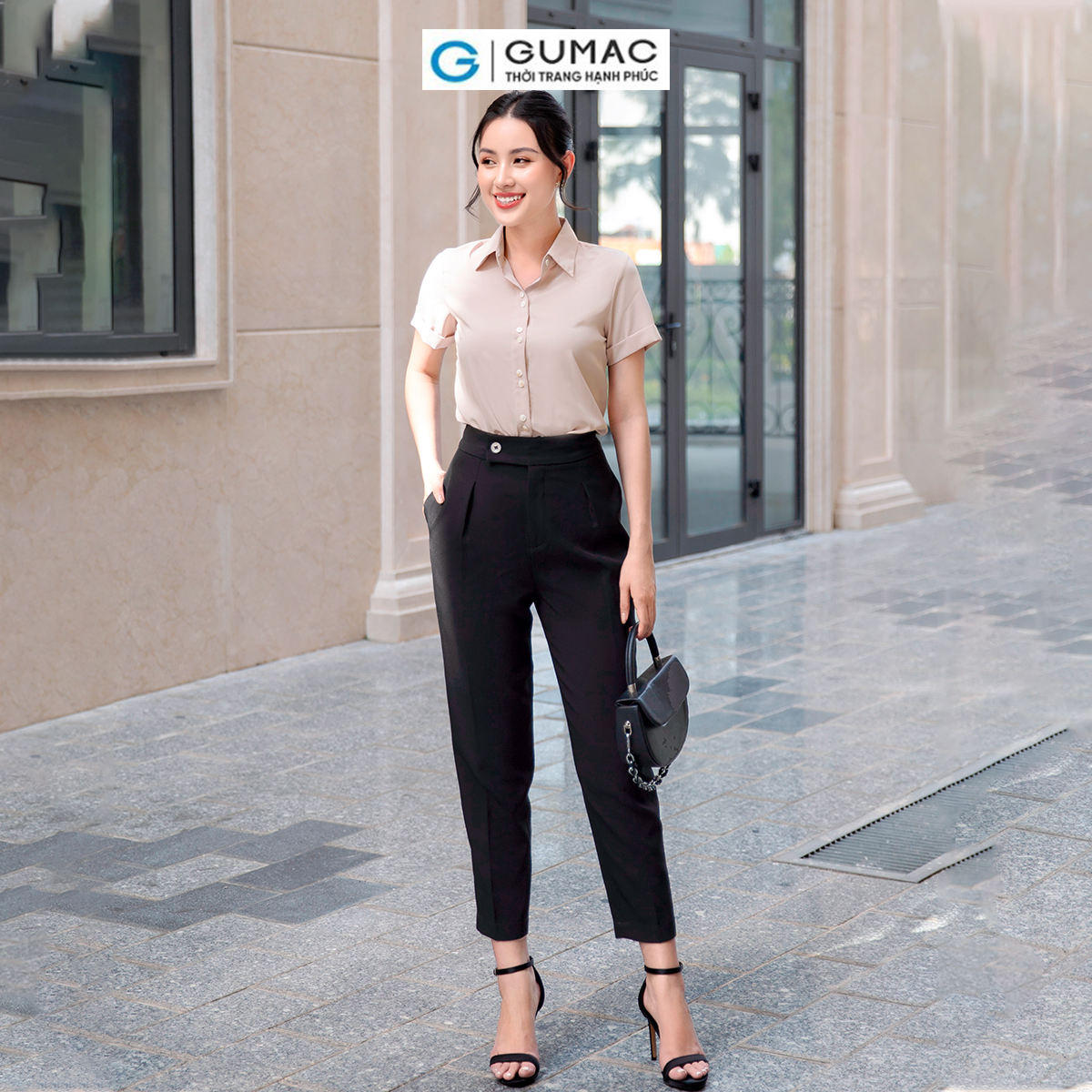 Áo sơ mi nữ lai lật vải luạ mềm mát công sở đi tiệc sang trọng thời trang GUMAC AD09011