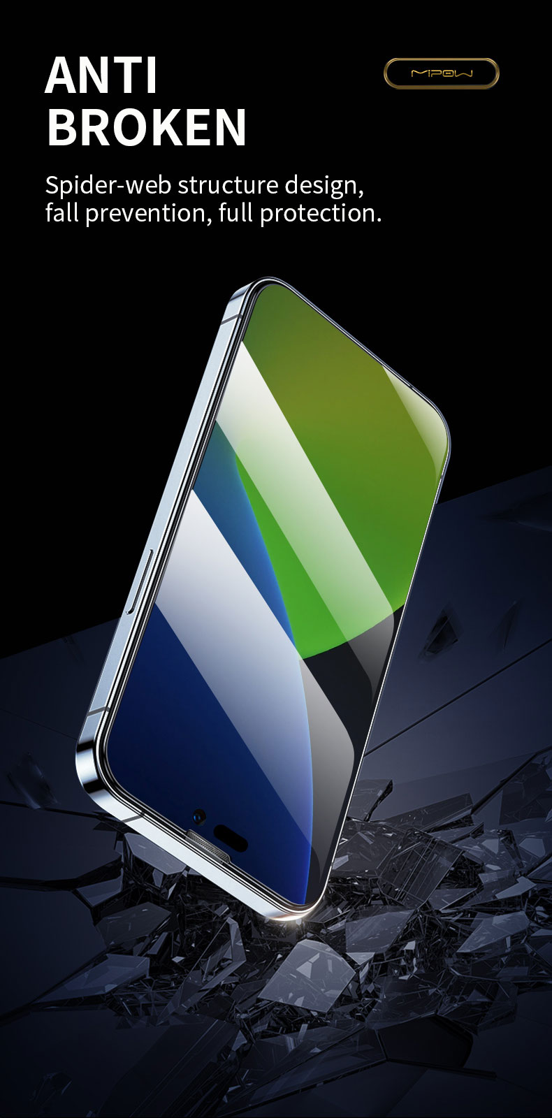 Miếng Dán Cường Lực Mipow Kingbull Chống Nhìn Trộm Anti-Spy Premium HD dành cho iPhone 14 / iPhone 14 Plus/ iPhone 14 Pro/ iPhone 14 ProMax_ Hàng Chính Hãng