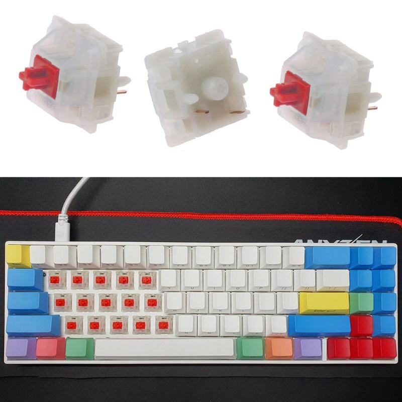 HSV 10pcs Gateron Switches 5Pin Milky Red Switch for Mechanical Keyboard GK61 GK64