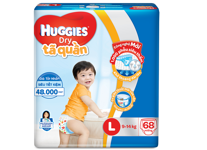 Tã quần Huggies Dry L68/XL62/XXL56