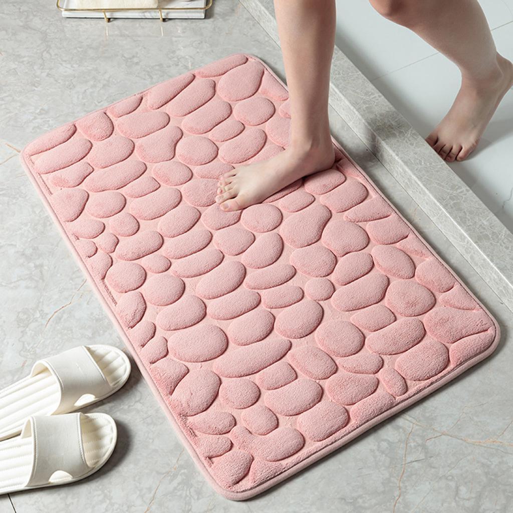3x Cobblestone Embossed Floor Carpet Bathroom Mat Floor Rug for Bathroom Indoor