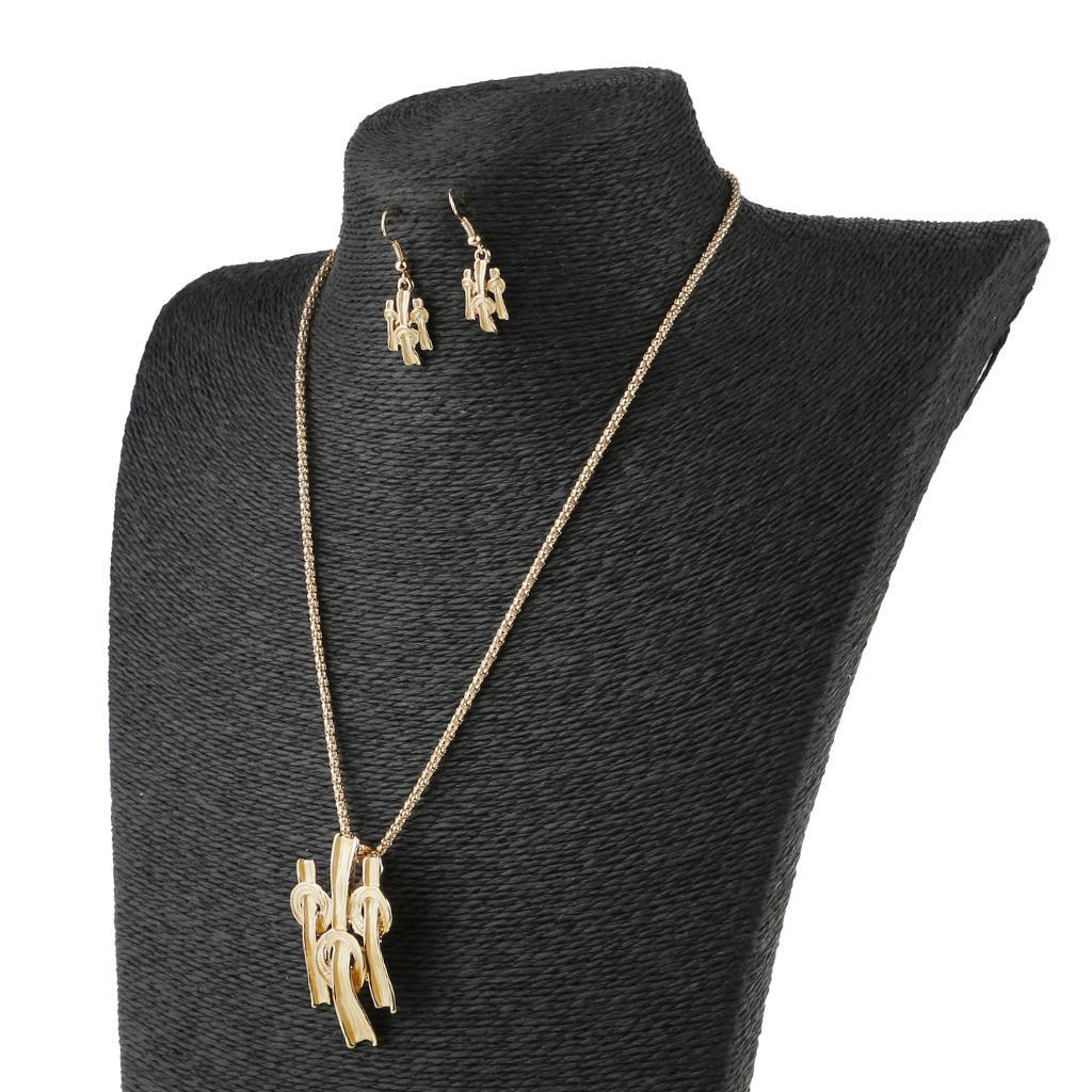 European Irregular Design Knots Pendant Chain Necklace Earrings Jewelry Set Gold