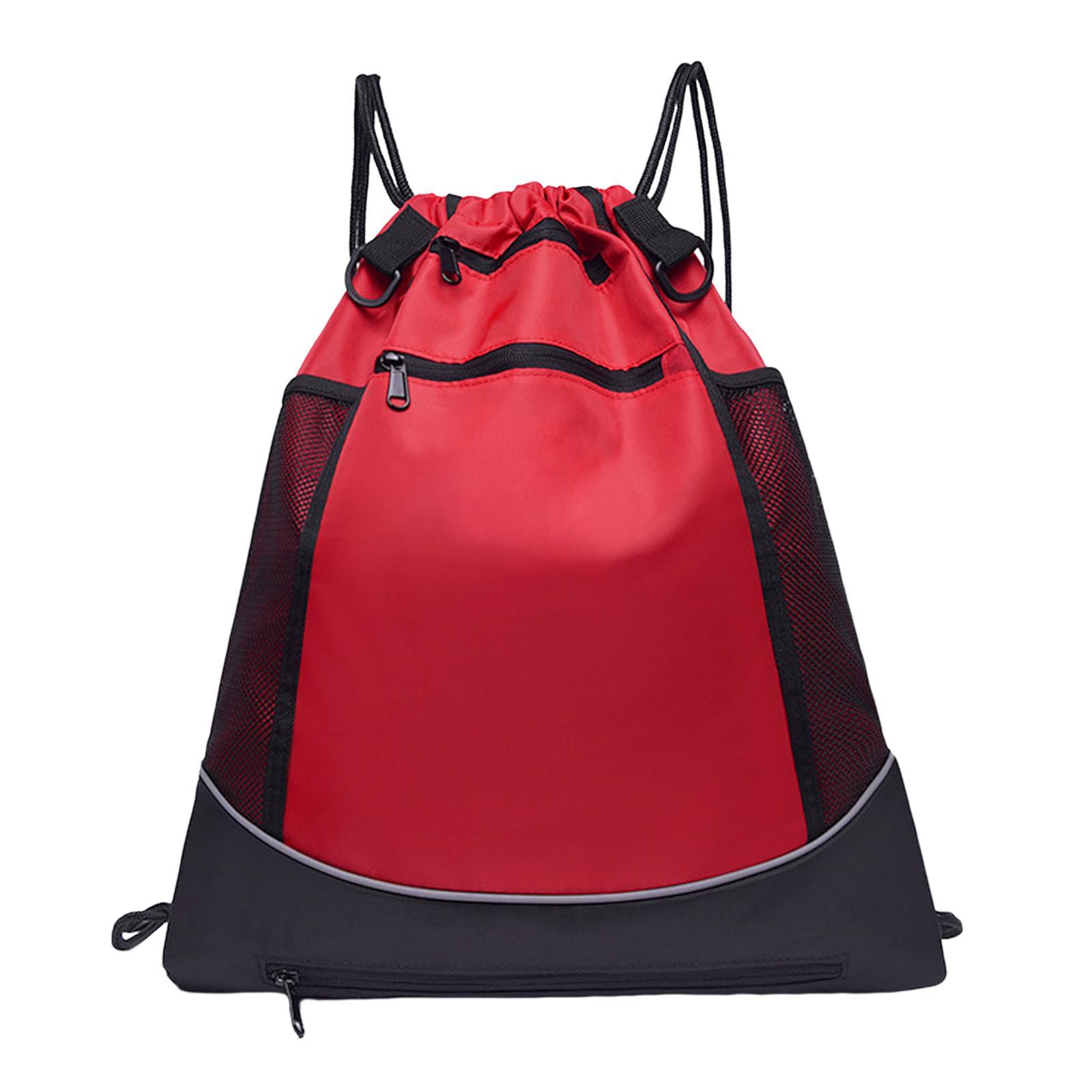 Drawstring Backpack Sports Gym with Mesh Pockets Water Resistant String Bag for Women Men Children
