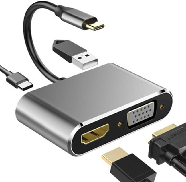 Cáp chuyển USB Type-c ra 4 cổng HDMI/ VGA/ USB và cổng sạc hỗ trợ chế độ Dex - UHV41160-US03-Hàng Chính Hãng