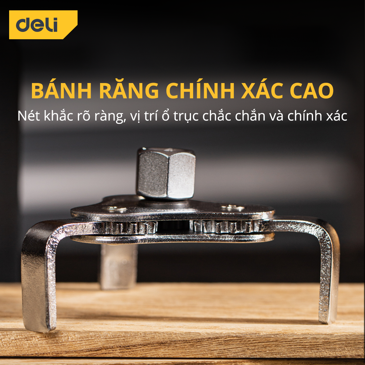 Cảo Vặn Lọc Dầu Nhớt Deli - Chất Liệu Thép CR-V Chống Mòn, Gỉ - Thiết Kế 3 Chân Sử Dụng An Toàn, Tiện Ích DL7400B