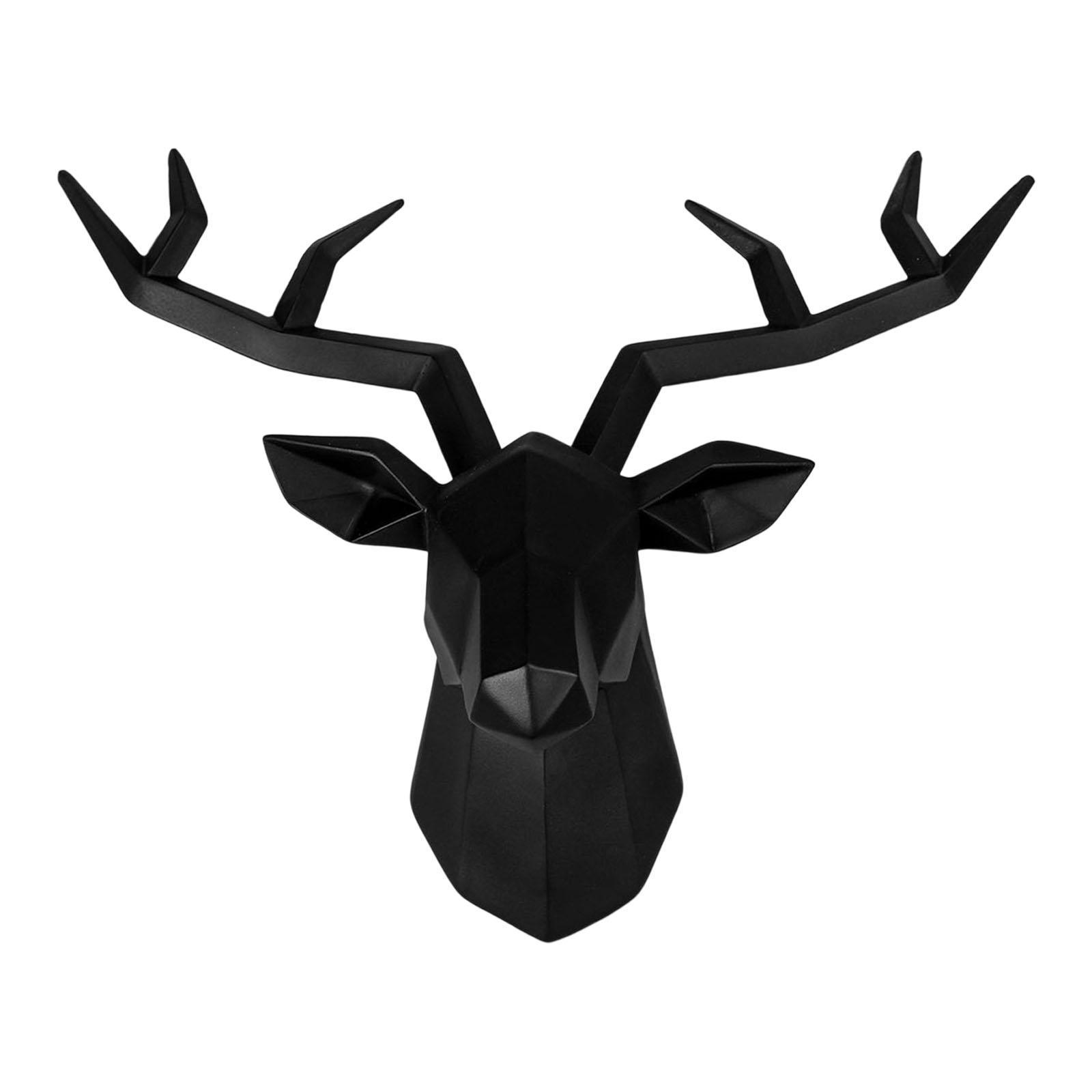 2x Resin Deer Head Sculpture Wall Mount Animal Statues Figurines Decor