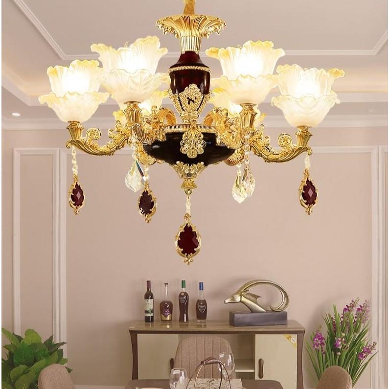 Đèn chùm trang trí nội thất IRELIA phong cách Châu Âu hiện đại loại 6, 8, 15 tay - Tặng kèm bóng LED cao cấp