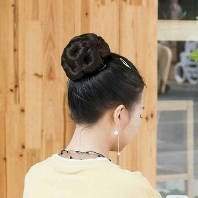 Tóc kẹp búi hoa hình thật