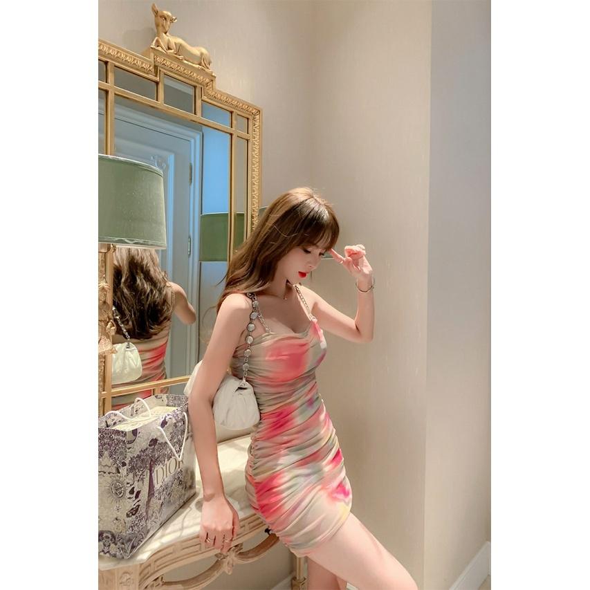 Váy 2 Dây Loang Màu Phối Xích Hot Hit Sexy quảng châu
