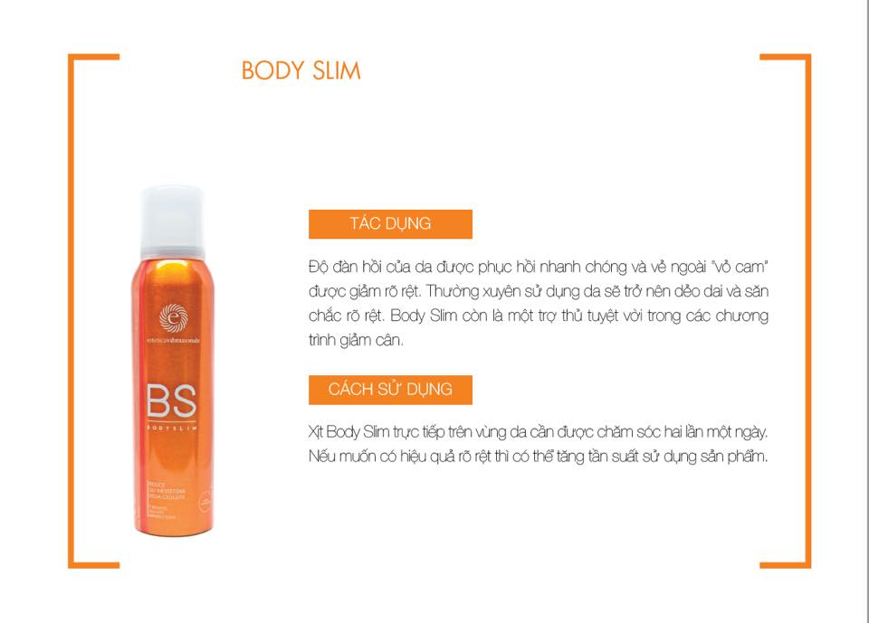 Body Slim Mỹ Phẩm Làm Sáng, Săn Chắc Và Làm Mờ Vết Rạn Da Dạng Xịt Hàng Ý