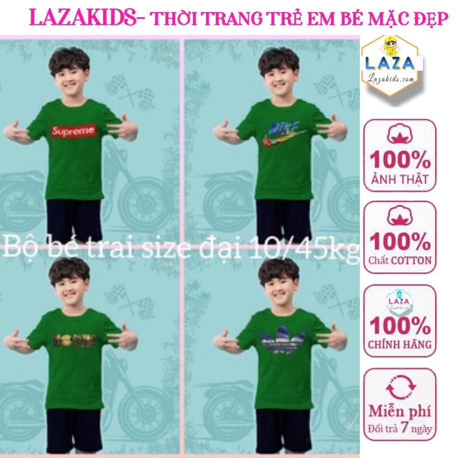 Size đại bé trai-Bộ quần áo trẻ em cho bé trai cotton 4 chiều xuất mềm mịn đẹp cho bé từ 20 đến 45kg in logo dễ thương