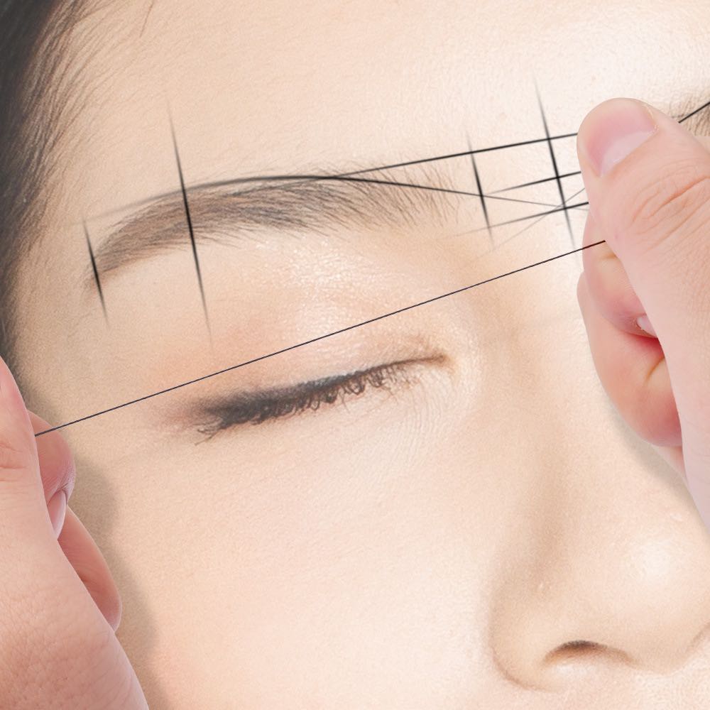 Thước dây, thước chỉ màu đen trẳng vẽ chân mày phun xăm, Microblading thước kẻ định vị chận mày brow eyebrow tattooing