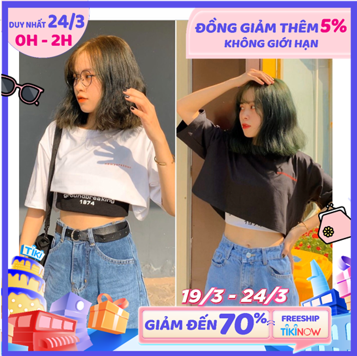 SET ÁO THUN CROPTOP KÈM BRA FORM RỘNG TAY LỠ - ÁO NHÓM CROP NGẮN TAY 16