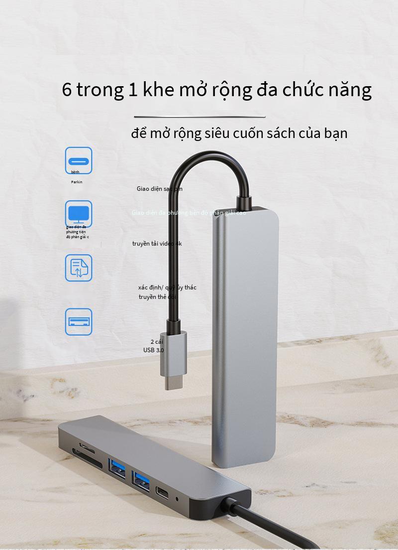 Đảm bảo chất lượng trung tâm loại c Đế cắm mở rộng tất cả trong một Máy tính xách tay USB 4K HD trạm nối TYPE C sáu trong một HUB