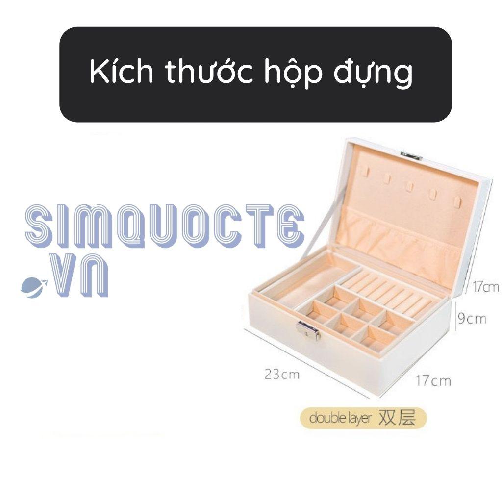 Hộp đựng trang sức hai tầng bọc da có khoá