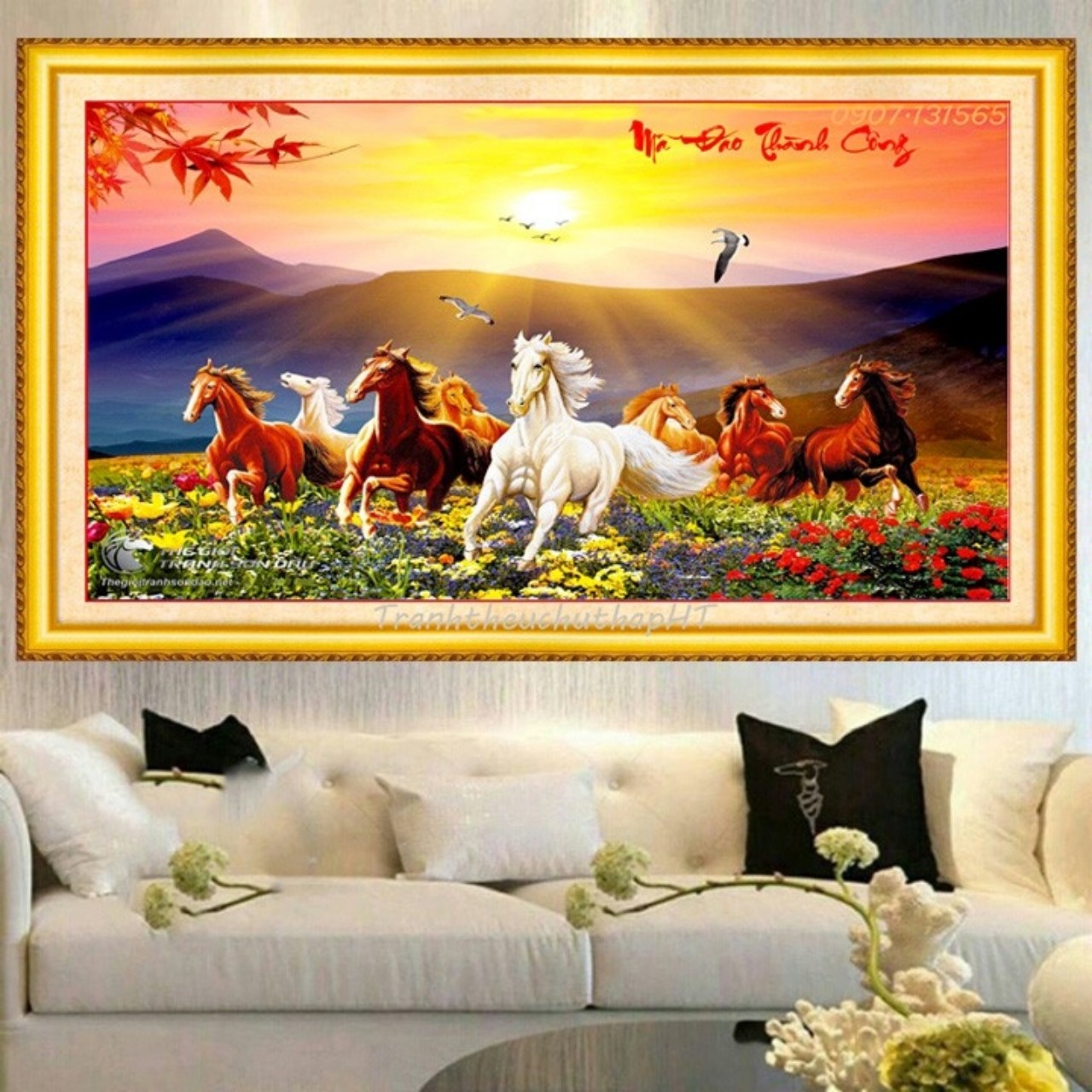 Tranh đính đá Mã đáo thành công - chưa đính