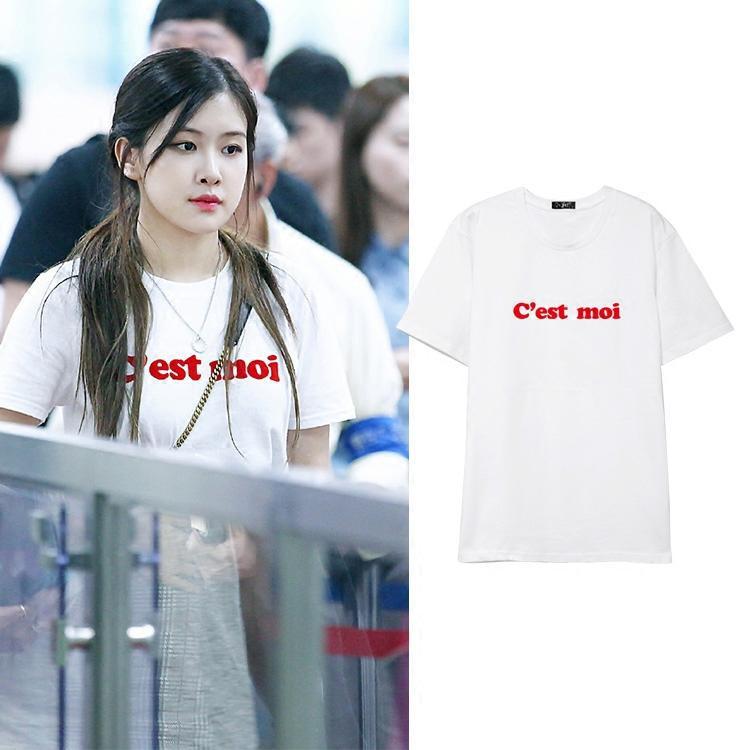 Áo phông ngắn tay Rose Black Pink chữ C'est Moi