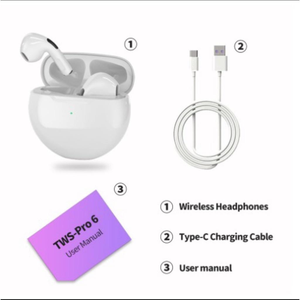Tai Nghe Blutooth pro 6 TWS - Cảm Biến,Định Vị, Đổi Tên - Nhiều Màu