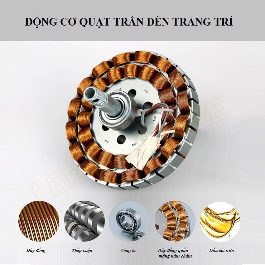 Động cơ DC lõi đồng , thân đèn phale} Quạt trần đèn dấu cánh, quạt trần phòng khách, 3 màu ánh sáng - GRE19