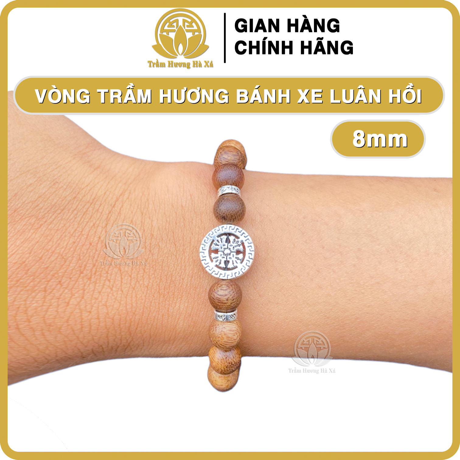 Vòng tay phong thủy bánh xe luân hồi trầm hương HÀ XÁ vòng đeo tay cặp đôi nam nữ may mắn tài lộc