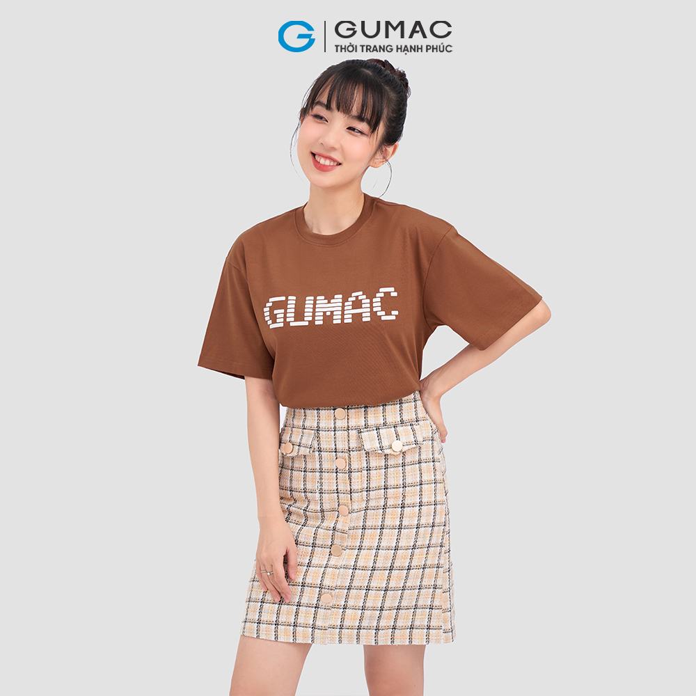Áo thun GUMAC ATC11025 tay ngắn in chữ nổi trẻ trung