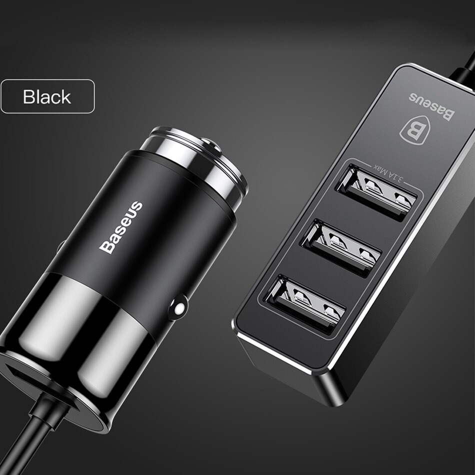 Bộ Sạc Thông Minh Trên Xe Hơi, Ô Tô 1 Cổng Usb Và 3 Cổng USB Kéo Dài Công Suất 5.5A - Hàng Chính Hãng Baseus