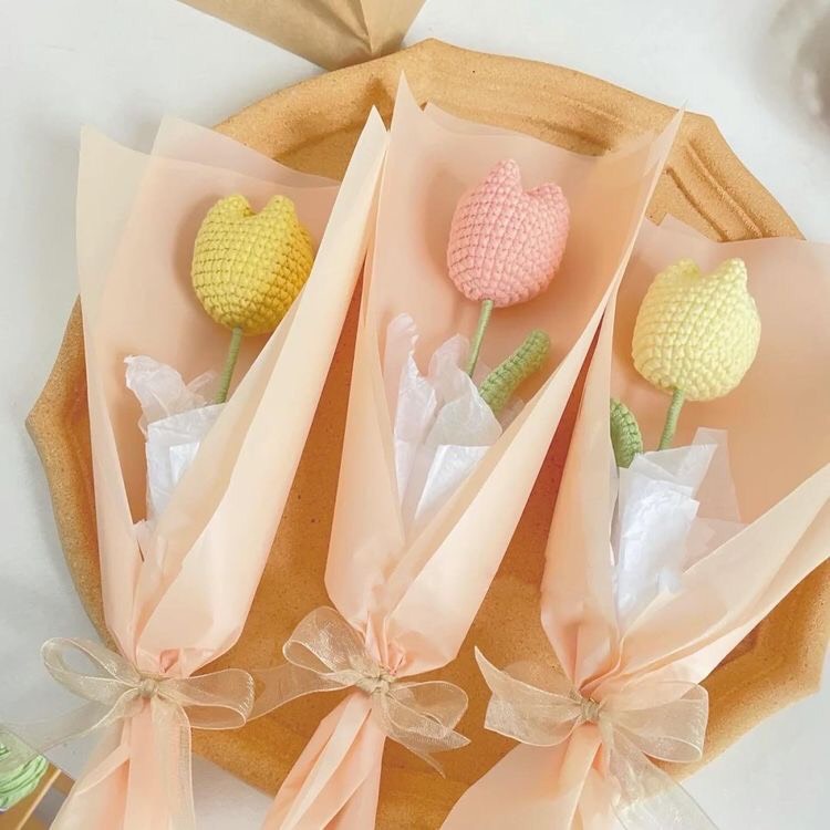 Hoa len tulip nhiều màu len cotton milk DIY