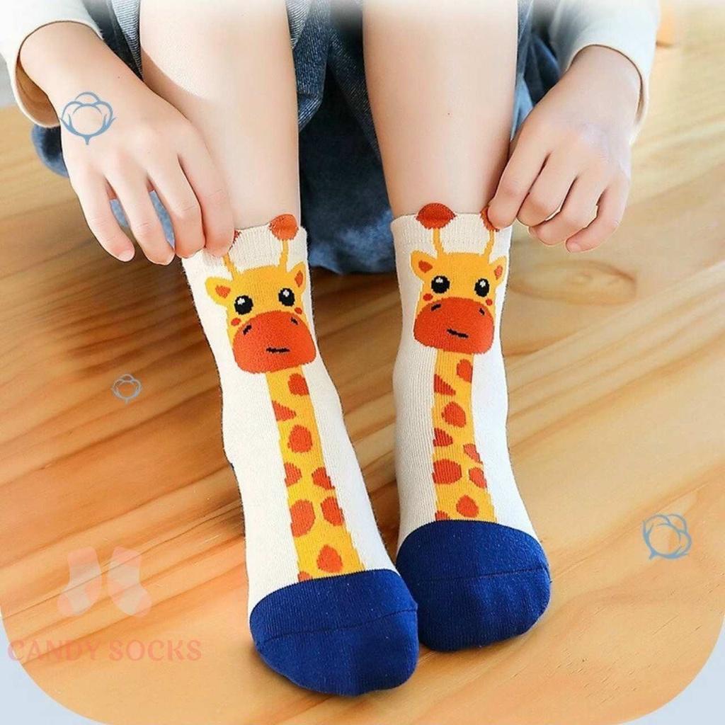 Tất trẻ em, Set 5 đôi tất mẫu hươu cao cổ chất liệu cotton mềm mại thoáng khí cho trẻ, Size 1-4 tuổi