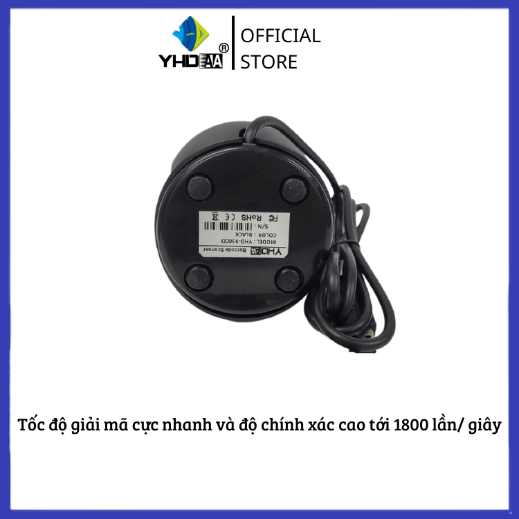 Máy quét mã vạch để bàn YHD 9300D đọc mã vạch 2D trên bao bì sản phẩm hàng hóa dùng trong Siêu thị - Hàng nhập khẩu