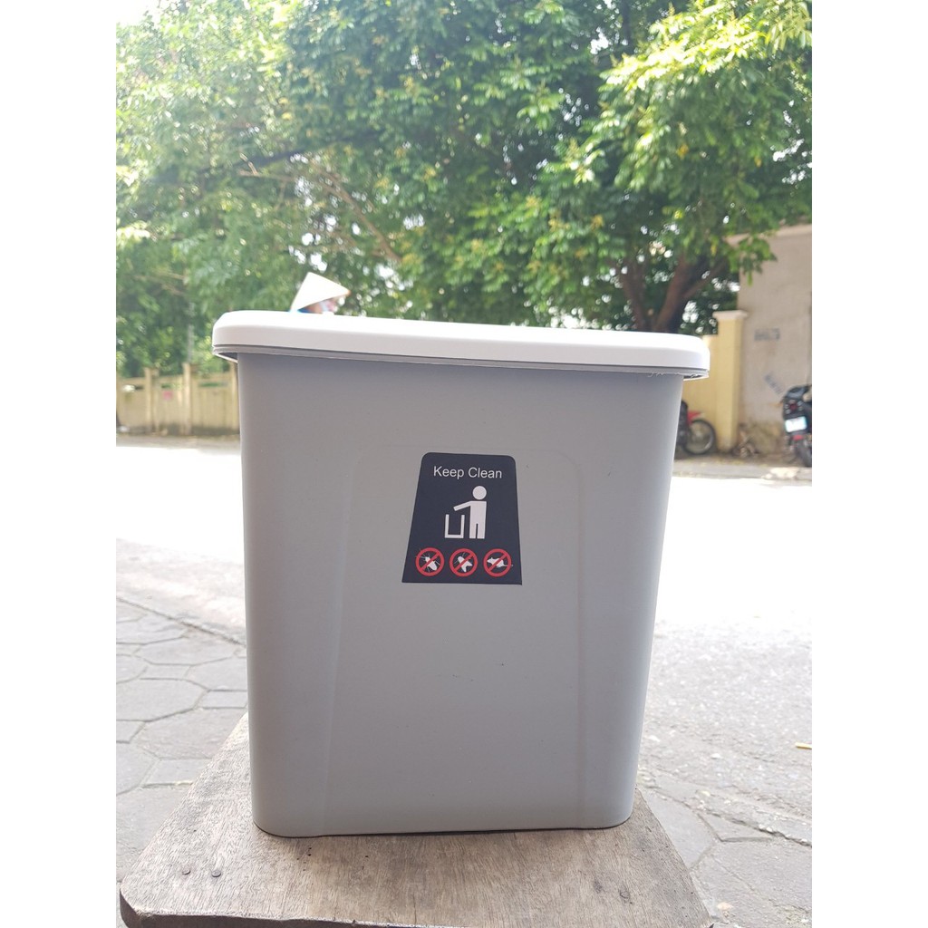 Thùng rác có nắp đậy size to 28cm gắn tủ hoặc để bàn