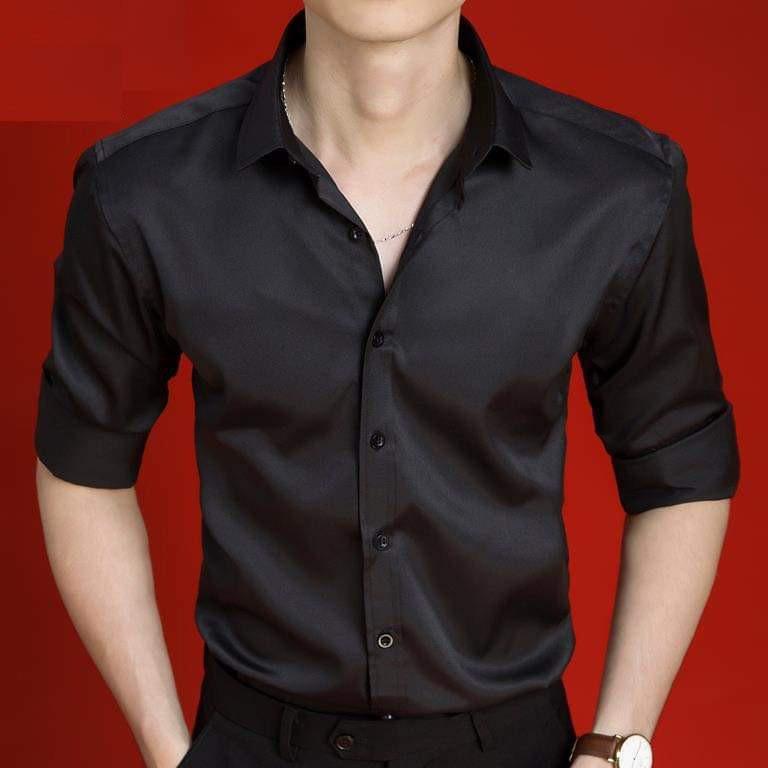 Áo sơ mi nam LUZADO áo sơ mi công sở đẹp trơn dài tay, gấp hộp chất lụa nến mịn cao cấp kiểu dáng hàn quốc