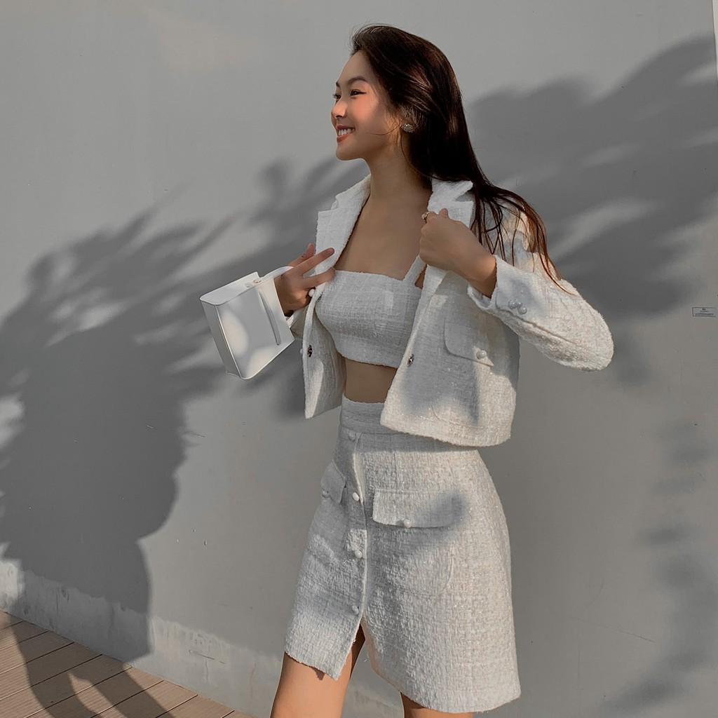 Set áo croptop và chân váy Hàn Quốc ĐẸP giá TỐT giảm 57  Zanadocom