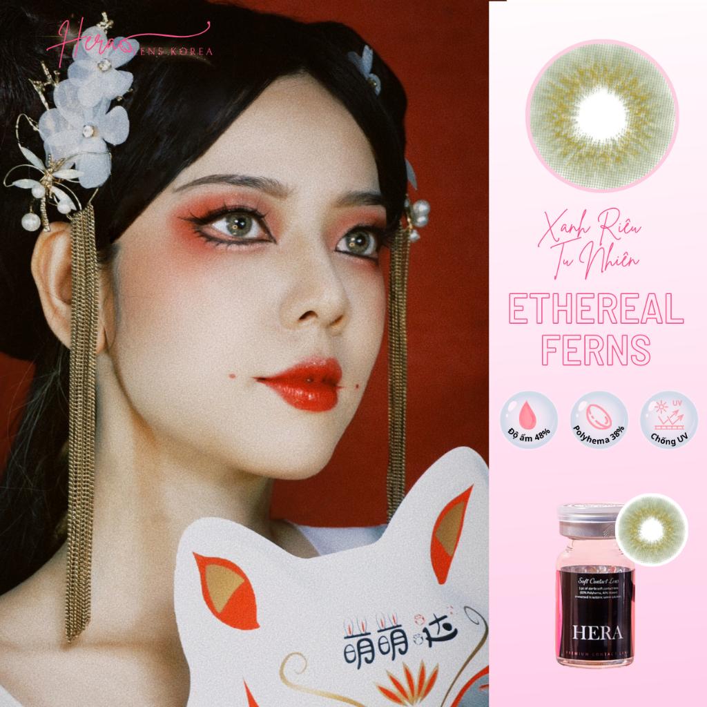 Kính Áp Tròng Hera Xanh Riêu Tự Nhiên 0 - 6 Độ ETHEREAL FERNS Nhập Khẩu Hàn Quốc Lens Cận 6 Tháng