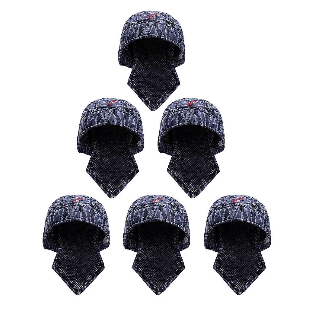 6 Pack Welder Protective Hats Caps Scarf Welder Flame Retardant Cotton Helmet