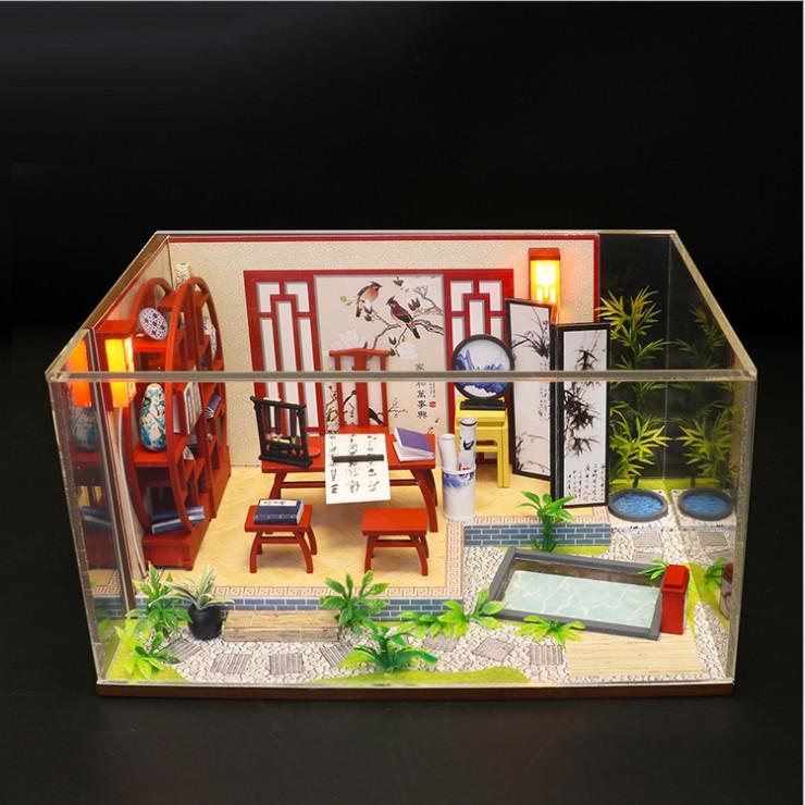 Mô hình nhà DIY Doll House Ink Bamboon in Breezing Kèm Đèn LED và MICA chống bụi