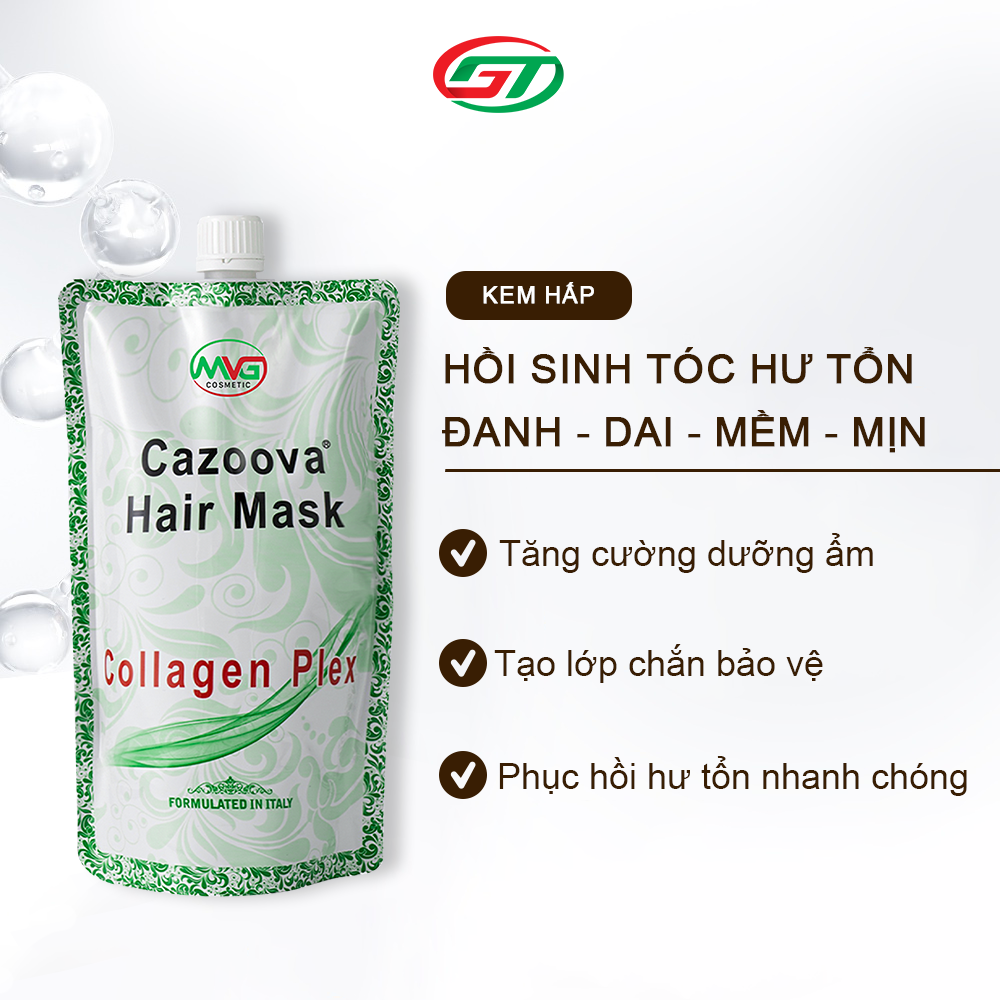 Kem Ủ Tóc Collagen Cazoova Hair Mask, bổ sung Collagen giúp tóc đanh dai mềm mịn 500ml &amp; 100ml