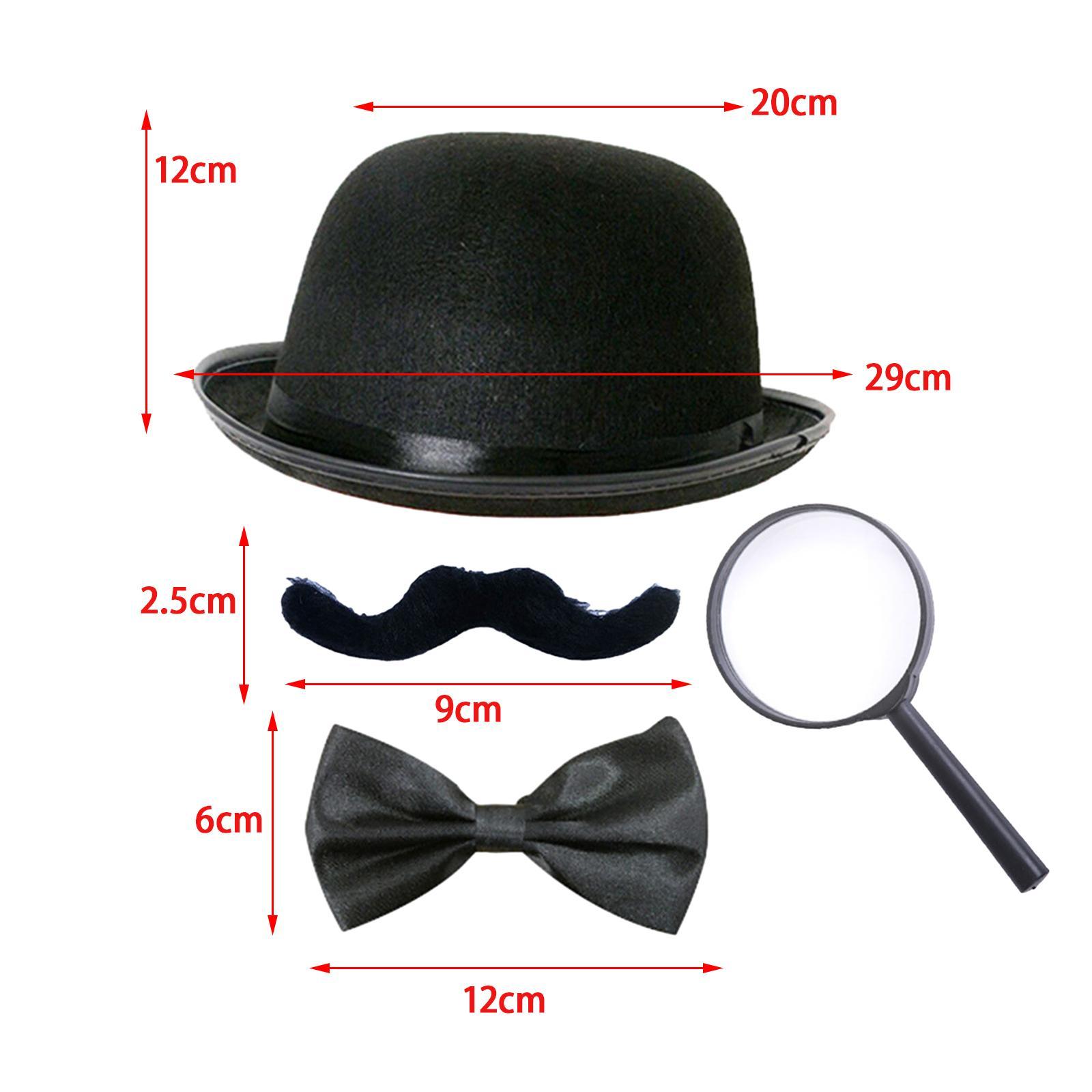 Beard Bow Tie Hat Magnifying Glass Masquerade Party Detective Modern Era Set